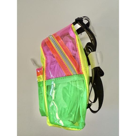 Kendall + Kylie Clear Neon Mix Adjustable Straps Concert Festival Mini Backpack - Picture 7 of 11